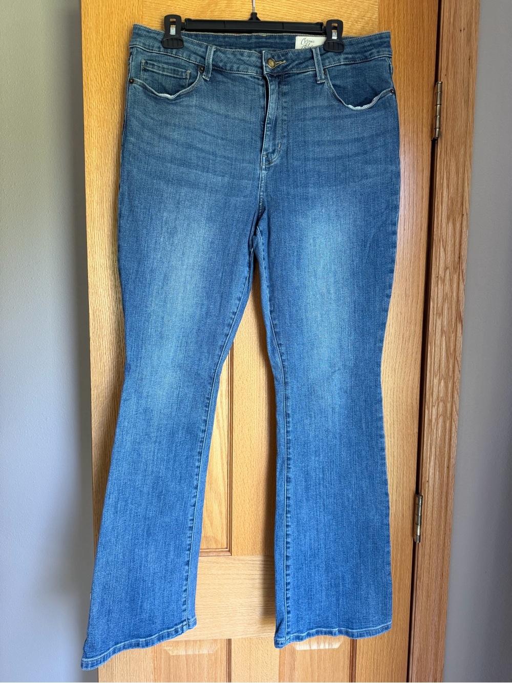 Cosmic Blue Love Flare Bootcut Denim Jeans Womens Size 32 Medium Wash Stretch